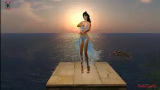 إباحي قاسي: راقصة شرقية زرقاء وقضيبان بي بي سي في مثلث جنسي